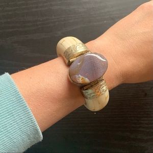 Vintage natural stone & Buffalo bone copper bangle